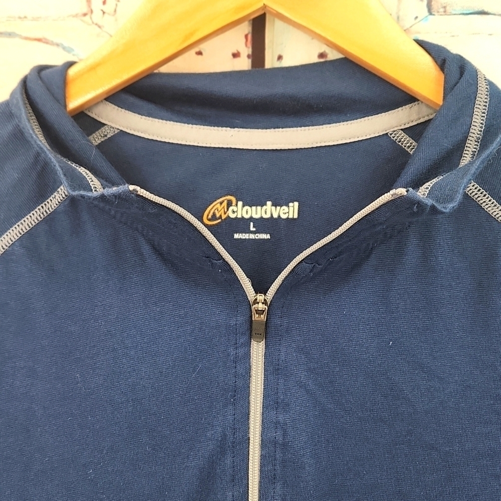 Cloudveil 1/4 Zip Pullover Dark Blue Exposed Heml… - image 2